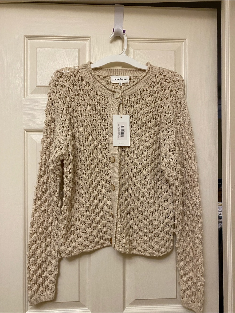 NWT Heartloom POINTELLE Knit Francie Cardigan Large